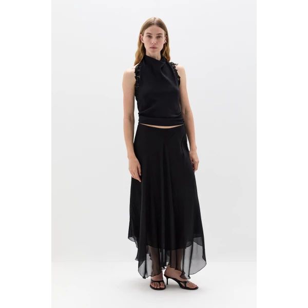 SIR the Label Noria Halter Tie Top in Black | Sleeveless | Luxury Shoes 