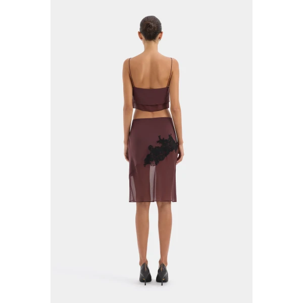 SIR the Label Noria Midi Skirt in Dark Plum | Midi Skirts | Luxury Shoes 
