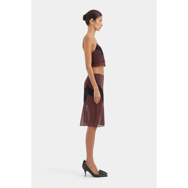 SIR the Label Noria Midi Skirt in Dark Plum | Midi Skirts | Luxury Shoes 