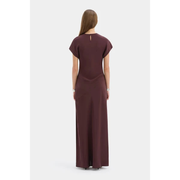 SIR the Label Noria Sleeved Gown in Dark Plum | Evening Gowns | Luxury Shoes 