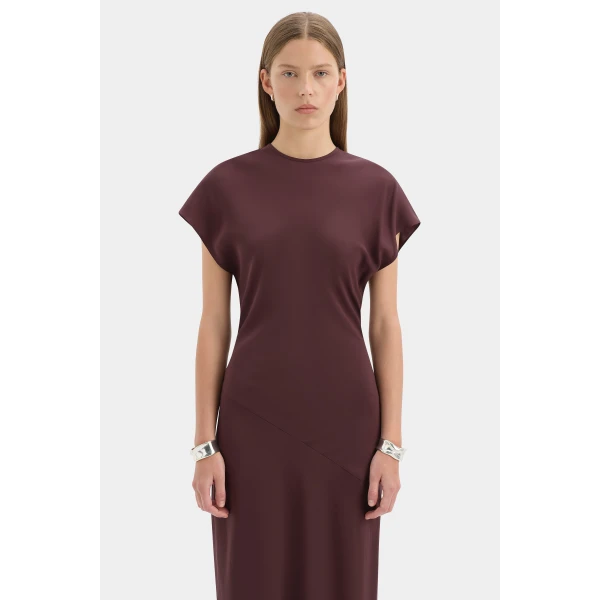 SIR the Label Noria Sleeved Gown in Dark Plum | Evening Gowns | Luxury Shoes 