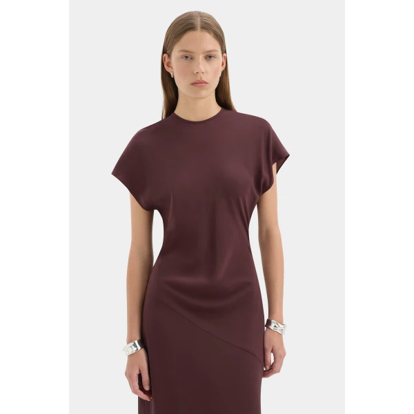 SIR the Label Noria Sleeved Gown in Dark Plum | Evening Gowns | Luxury Shoes 