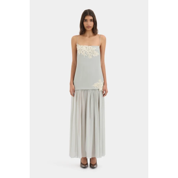 SIR the Label Noria Tiered Gown in Powder Blue | Evening Gowns | Luxury Shoes 