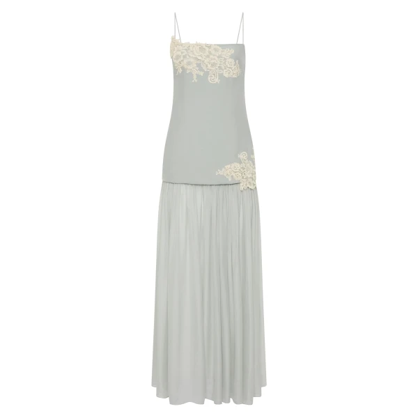 SIR the Label Noria Tiered Gown in Powder Blue | Evening Gowns | Luxury Shoes 