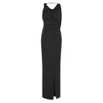 SIR the Label Olenna Twist Low Back Gown in Charcoal | Evening Gowns | Luxury Shoes 