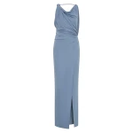 SIR the Label Olenna Twist Low Back Gown in Dusty Blue | Evening Gowns | Luxury Shoes 