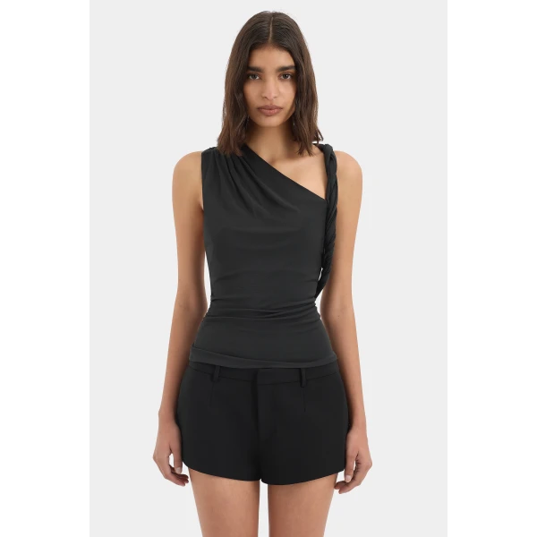 SIR the Label Olenna Twist Top in Charcoal | Tops | Luxury Shoes 