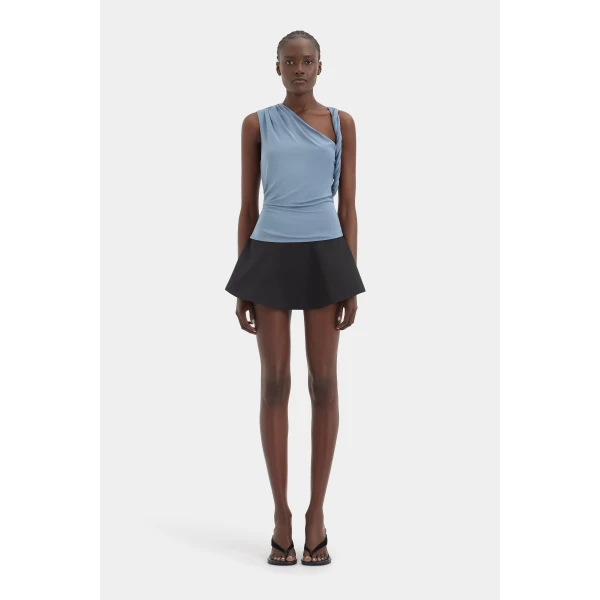 SIR the Label Olenna Twist Top in Dusty Blue | Tops | Luxury Shoes 