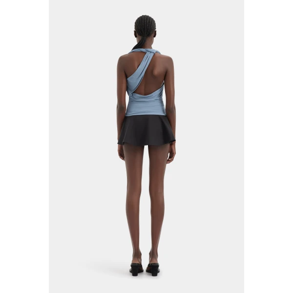 SIR the Label Olenna Twist Top in Dusty Blue | Tops | Luxury Shoes 
