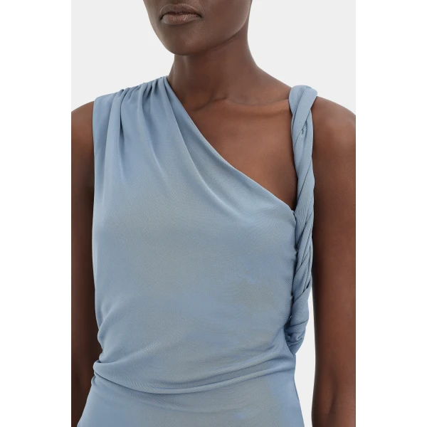 SIR the Label Olenna Twist Top in Dusty Blue | Tops | Luxury Shoes 
