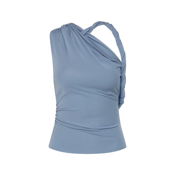 SIR the Label Olenna Twist Top in Dusty Blue | Tops | Luxury Shoes 