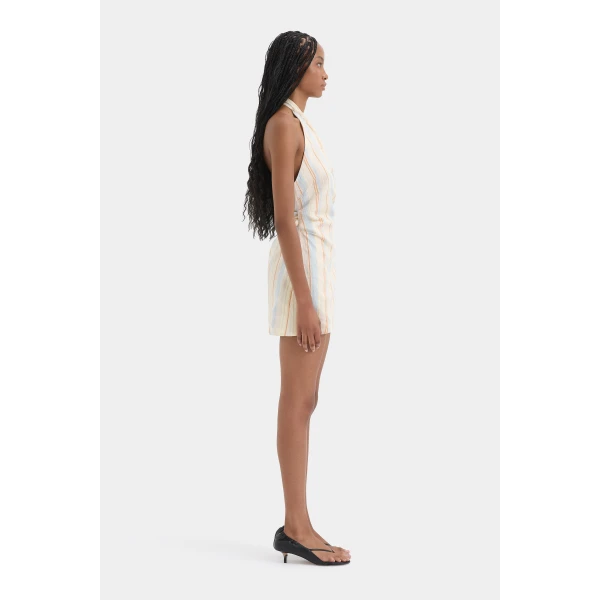 SIR the Label Pernille Wrap Halter Mini Dress in Sommer Stripe | Mini Dresses | Luxury Shoes 