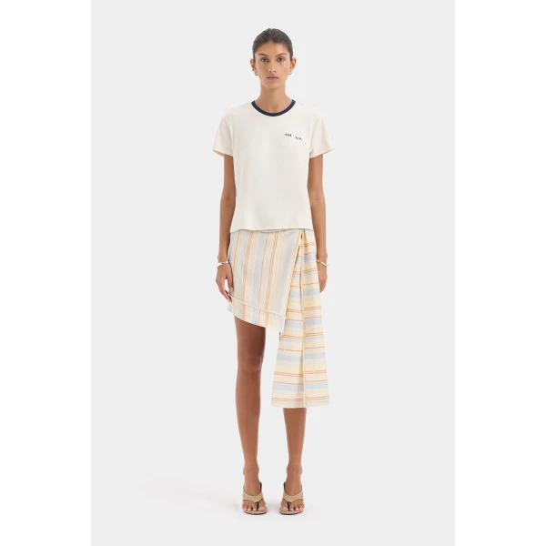 SIR the Label Pernille Wrap Mini Skirt in Sommer Stripe | Mini Skirts | Luxury Shoes 