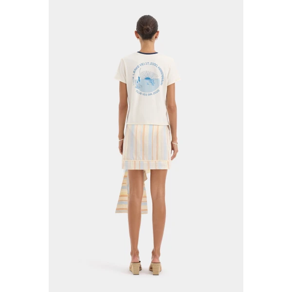 SIR the Label Pernille Wrap Mini Skirt in Sommer Stripe | Mini Skirts | Luxury Shoes 