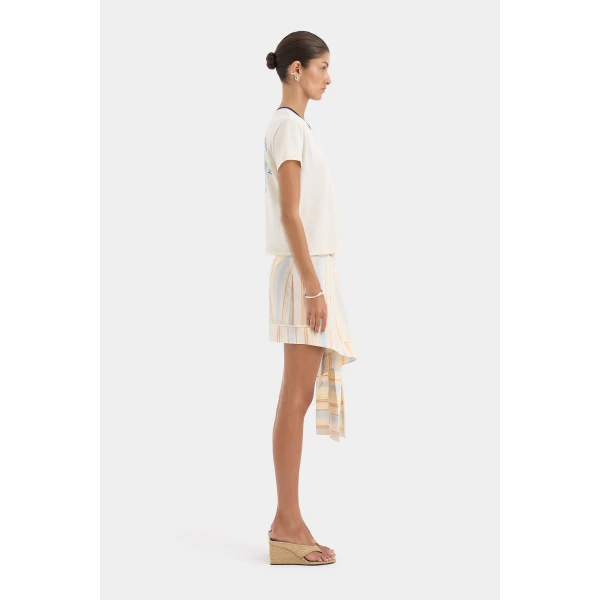 SIR the Label Pernille Wrap Mini Skirt in Sommer Stripe | Mini Skirts | Luxury Shoes 