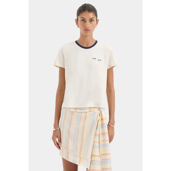 SIR the Label Pernille Wrap Mini Skirt in Sommer Stripe | Mini Skirts | Luxury Shoes 