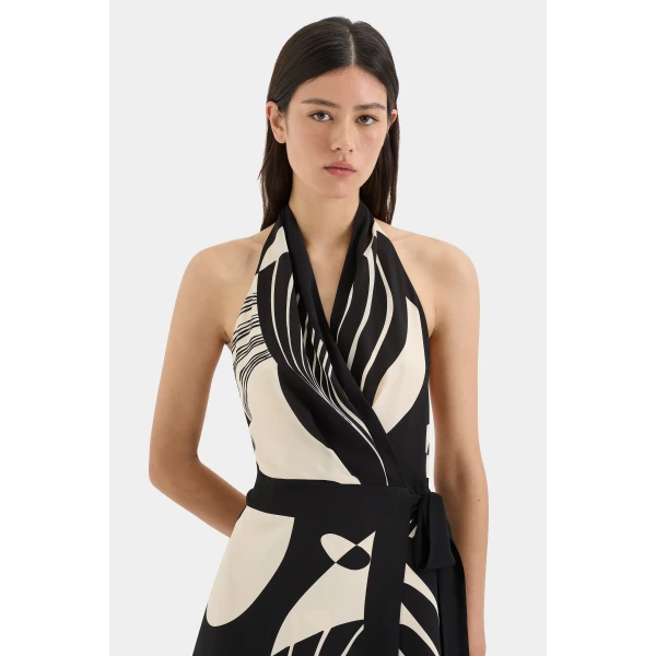 SIR the Label Realisme Wrap Halter Mini Dress in Papier | Mini Dresses | Luxury Shoes 
