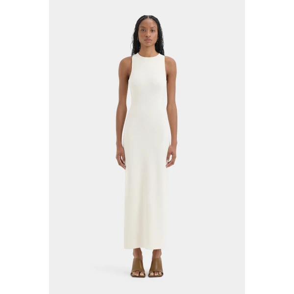 SIR the Label Sabah Cross Back Midi Dress in Ivory | Midi Dresses | Luxury Shoes 