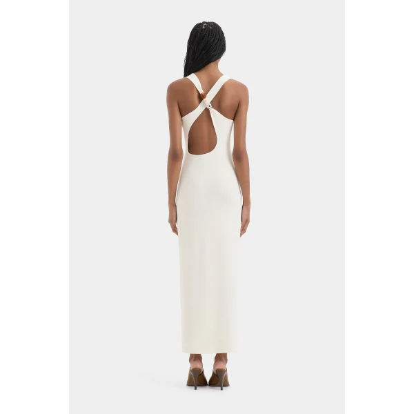 SIR the Label Sabah Cross Back Midi Dress in Ivory | Midi Dresses | Luxury Shoes 
