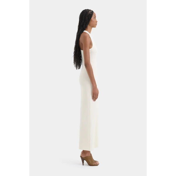 SIR the Label Sabah Cross Back Midi Dress in Ivory | Midi Dresses | Luxury Shoes 