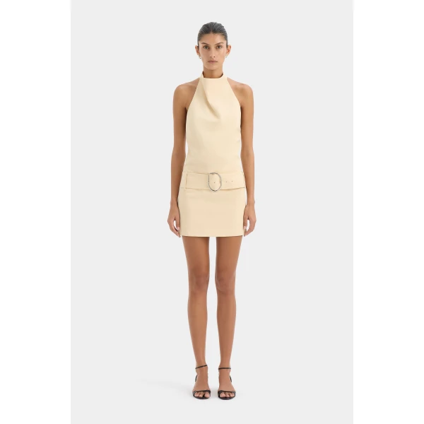 SIR the Label Sabina Belted Mini Dress in Butter | Mini Dresses | Luxury Shoes 