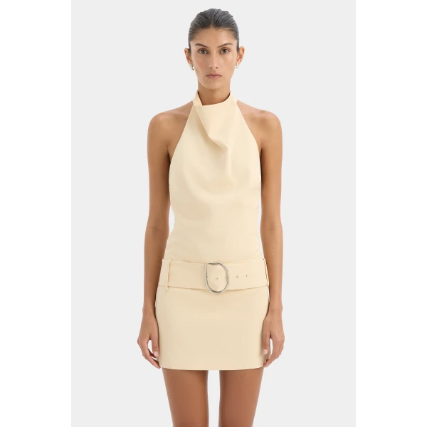 SIR the Label Sabina Belted Mini Dress in Butter | Mini Dresses | Luxury Shoes 