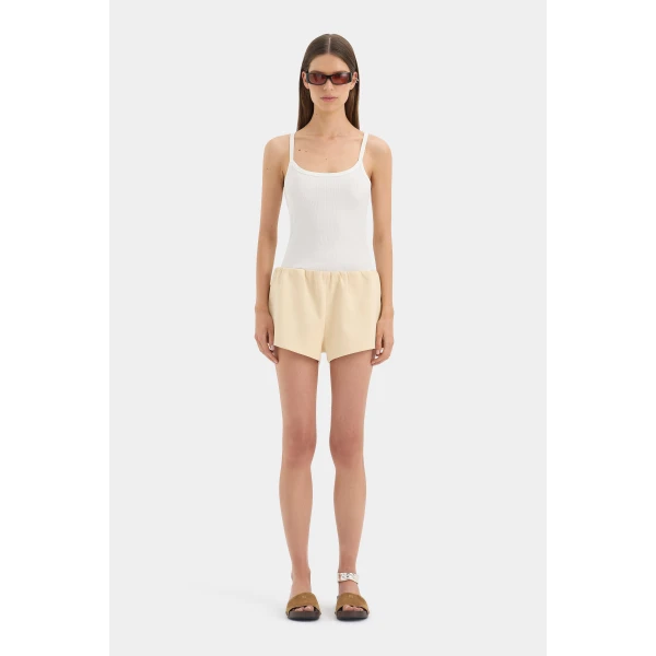 SIR the Label Sabina Gathered Mini Short in Butter | Shorts | Luxury Shoes 