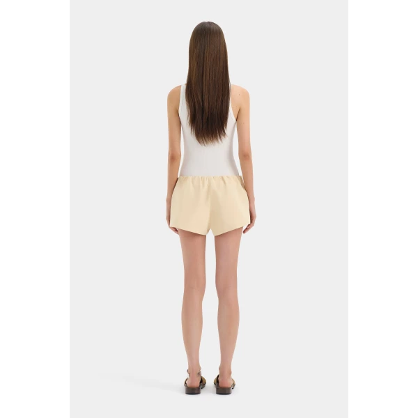 SIR the Label Sabina Gathered Mini Short in Butter | Shorts | Luxury Shoes 