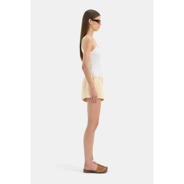SIR the Label Sabina Gathered Mini Short in Butter | Shorts | Luxury Shoes 