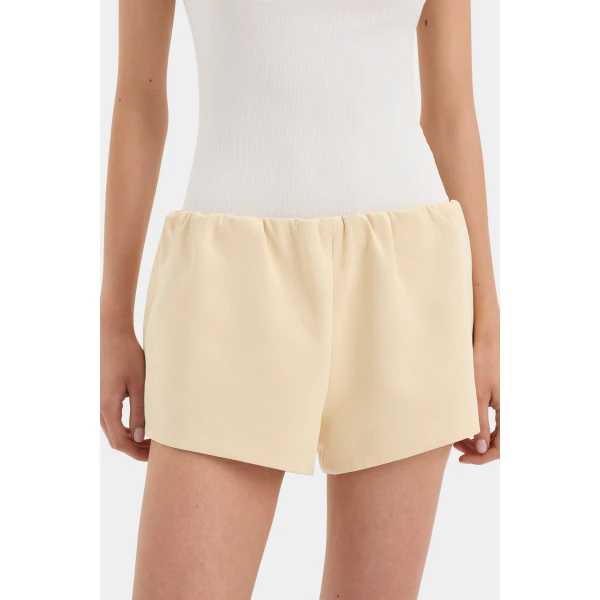 SIR the Label Sabina Gathered Mini Short in Butter | Shorts | Luxury Shoes 