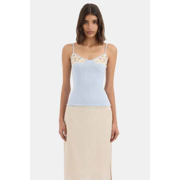 SIR the Label Saeli Cami in Ice Blue | Camisoles | Luxury Shoes 