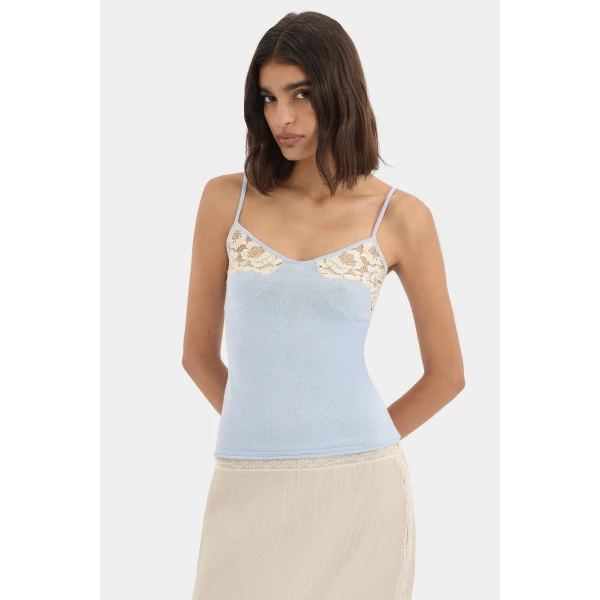 SIR the Label Saeli Cami in Ice Blue | Camisoles | Luxury Shoes 