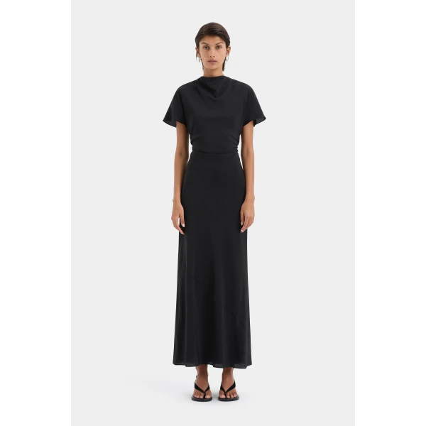SIR the Label Seameadow Bias Dress in Black | Maxi Dresses | Luxury Shoes 