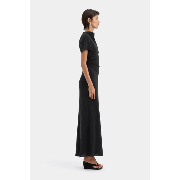 SIR the Label Seameadow Bias Dress in Black | Maxi Dresses | Luxury Shoes 