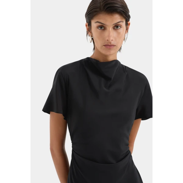 SIR the Label Seameadow Bias Dress in Black | Maxi Dresses | Luxury Shoes 