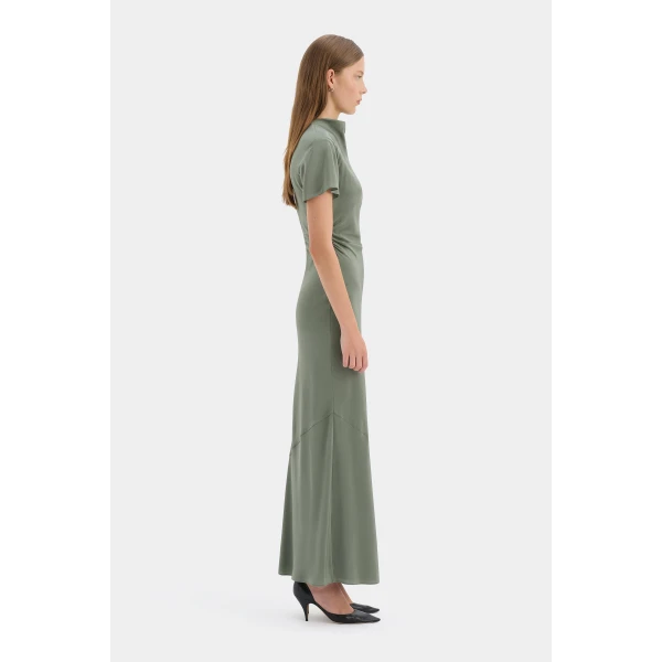 SIR the Label Seameadow Bias Dress in Moss | Maxi Dresses | Luxury Shoes 