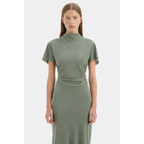 SIR the Label Seameadow Bias Dress in Moss | Maxi Dresses | Luxury Shoes 