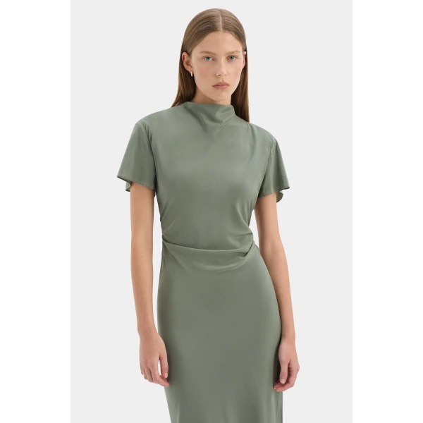 SIR the Label Seameadow Bias Dress in Moss | Maxi Dresses | Luxury Shoes 