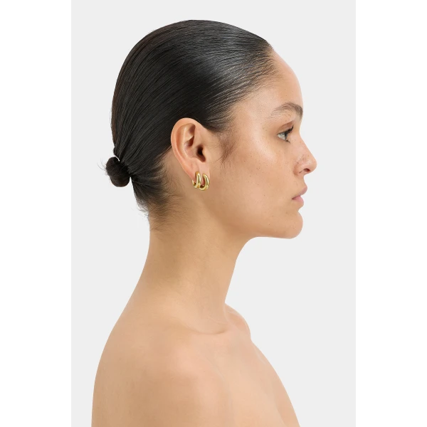 SIR the Label Signature Huggie Earring in Gold | Earrings | Luxury Shoes 