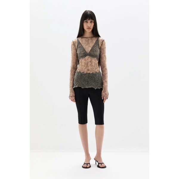 SIR the Label Skye Long Sleeve Lace Top in Wisteria Lace | Lace | Luxury Shoes 