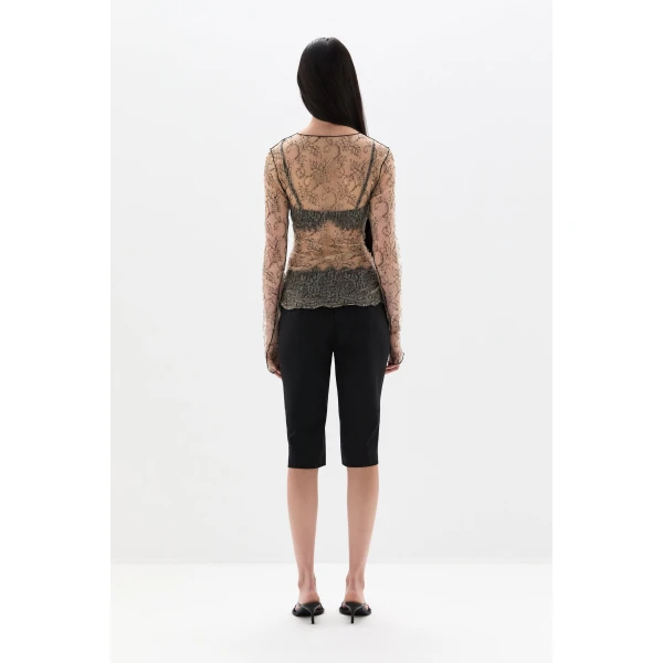 SIR the Label Skye Long Sleeve Lace Top in Wisteria Lace | Lace | Luxury Shoes 