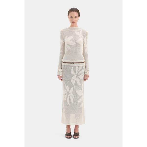 SIR the Label Solange Midi Skirt in Natural | Midi Skirts | Luxury Shoes 