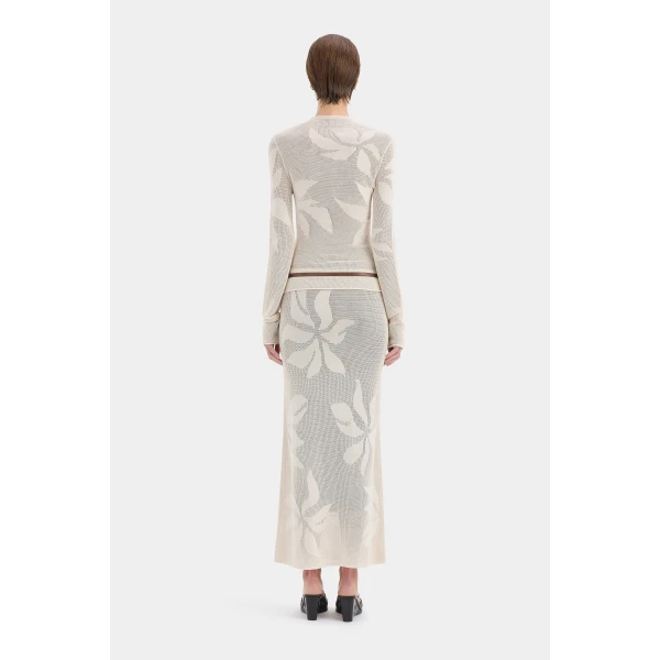 SIR the Label Solange Midi Skirt in Natural | Midi Skirts | Luxury Shoes 
