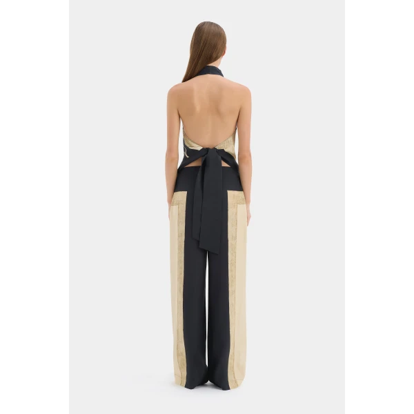 SIR the Label Sona Halter Tie Top in Geo Scape | Sleeveless | Luxury Shoes 