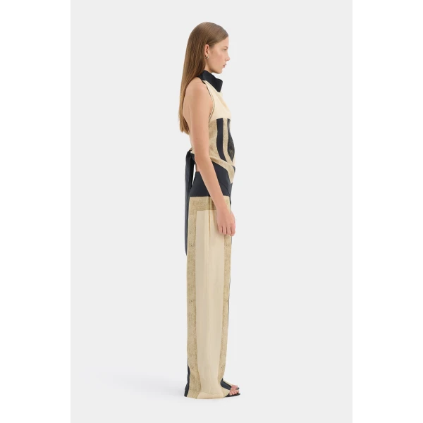 SIR the Label Sona Halter Tie Top in Geo Scape | Sleeveless | Luxury Shoes 