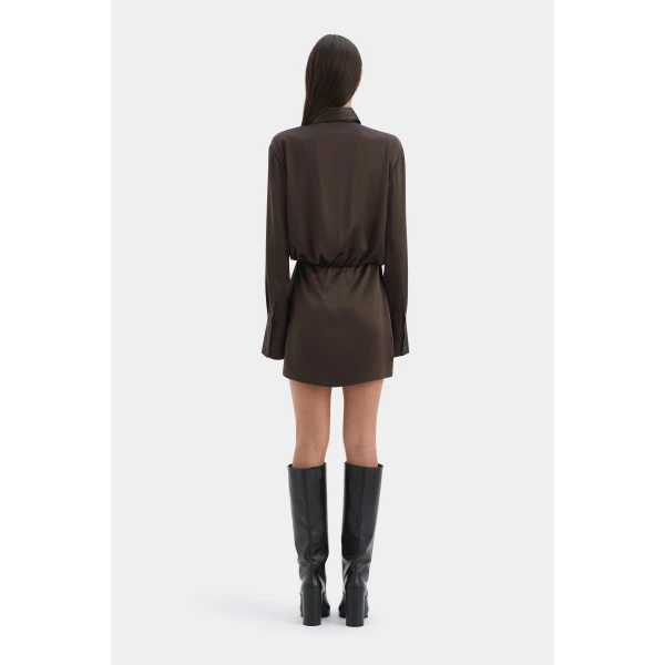 SIR the Label Sorrento Shirt Dress in Bitter Chocolate | Shirtdress | Luxury Shoes 
