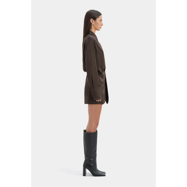 SIR the Label Sorrento Shirt Dress in Bitter Chocolate | Shirtdress | Luxury Shoes 