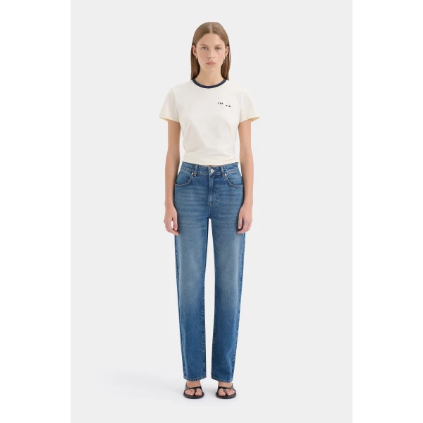 SIR the Label Stella Slim Leg Jean in Washed Indigo | Denim | Luxury Shoes 