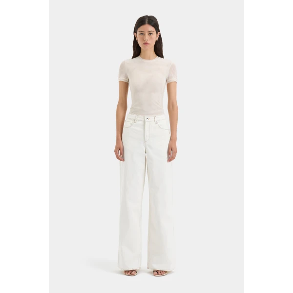 SIR the Label Stella Wide Leg Jean in Washed White | Denim | Luxury Shoes 