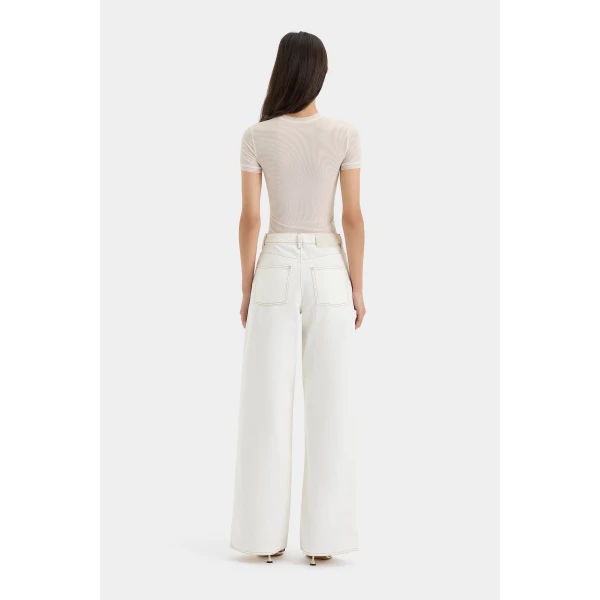 SIR the Label Stella Wide Leg Jean in Washed White | Denim | Luxury Shoes 